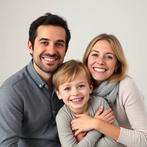 Ritratto di una famiglia sorridente in studio